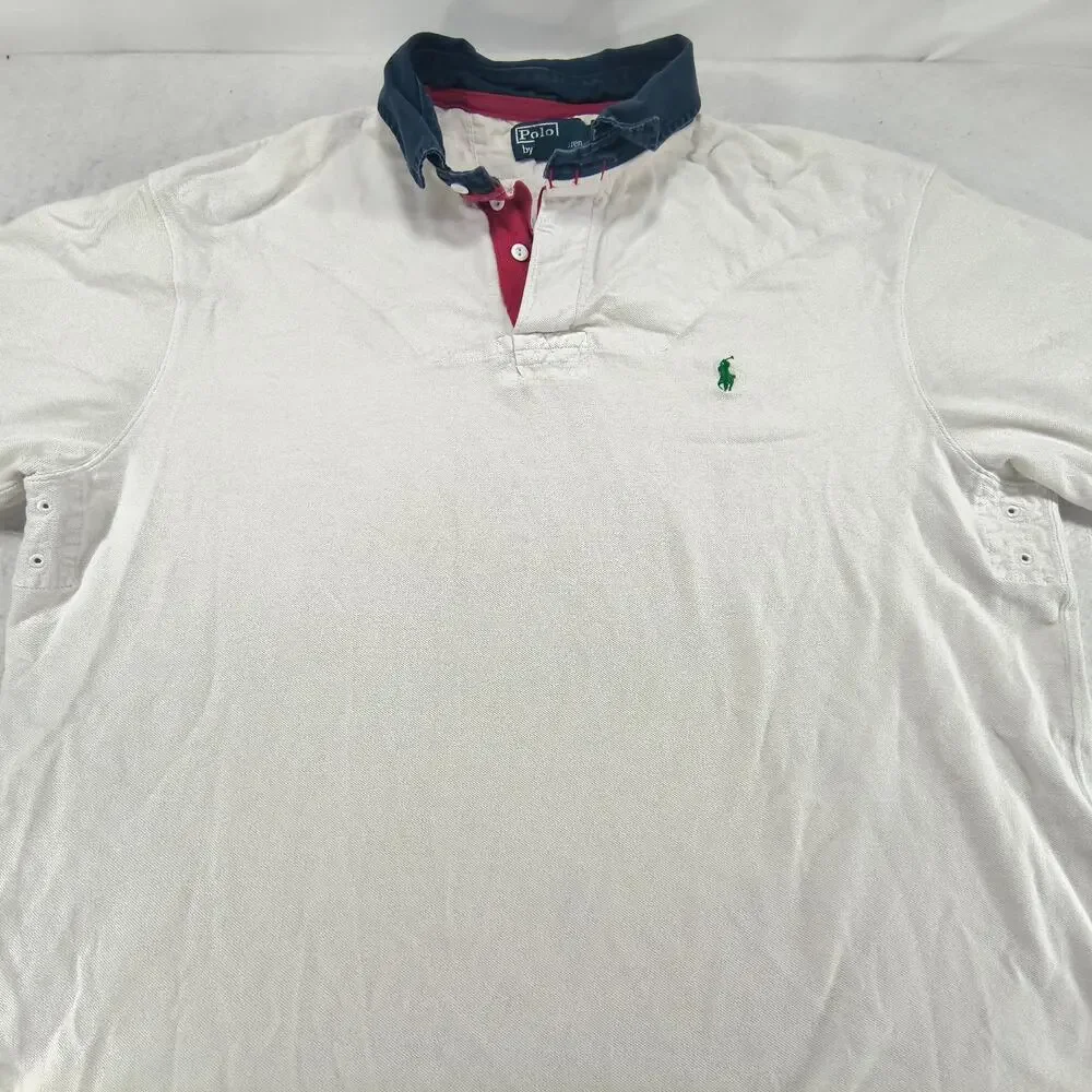 Polo by Ralph Lauren Collared Short Sleeve Polo Shirt Mens Size 2XLT White Navy